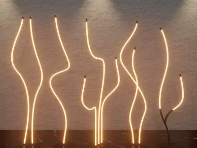 Home Decor Modern Neon Floor Lights 5Pcs SET  3D model