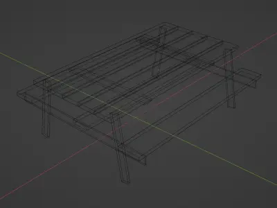 Wooden outdoor table with benches Free low-poly 3D model