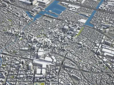 Funabashi - 3D City Model Low-poly 3D model