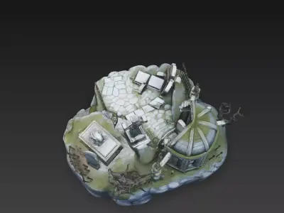 Photoscanned Gothic Cemetery  Crypt Diorama Environment 3D model