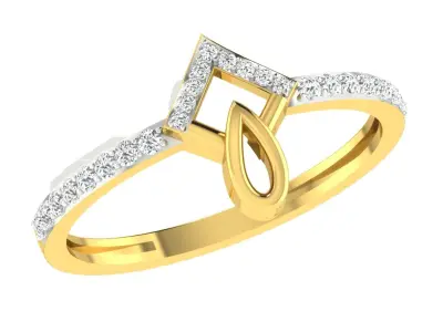 Light Weight Yellow Gold Diamond Ring  -EZ R-112 3D print model