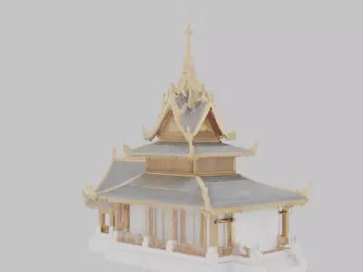 Traditional Asian Temple Low-poly 3D model