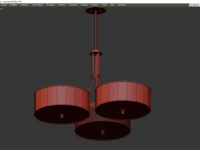 Gray Faux Silk 36 Wide Triple Shade Pendant Low-poly 3D model