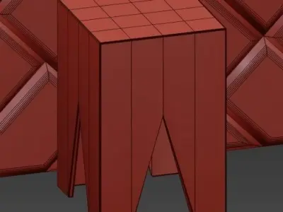 Headboard brick wall with two lamps 3D model