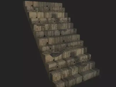 Concrete Stairs Dirty Low-poly 3D model