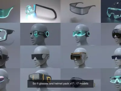 Sci fi glasses and helmet pack x17