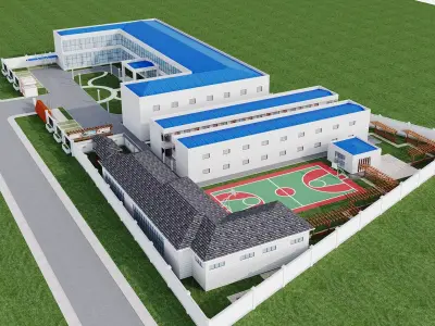 Modern School Campus with Dormitories 3D model