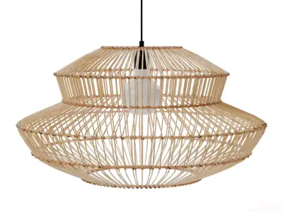 Suru Small Rattan Pendant Lamp - Modern Boho Lighting Low-poly 3D model