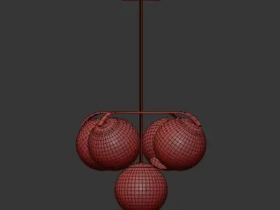 Collective 5 chandelier with five glass globes 3D model