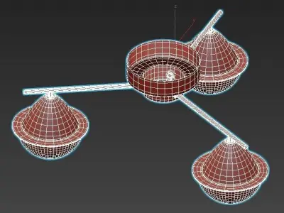 CHARTRES-CH three light brass ceiling fixture with glass globes 3D model