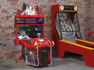  Arcade Machine Aliens Armageddon On State State Rigged for Cinema 4D 