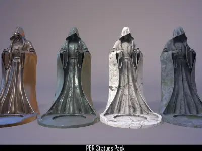 PBR Statues Pack Low-poly 3D model