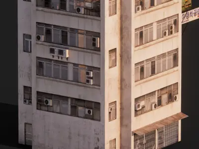 LOW POLY - ASIAN TOWER BLOCK 8K TEXTURES Low-poly 3D model