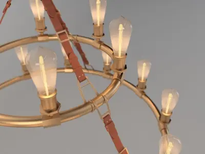 Huxley 18 Light 44 Inch Vintage Brass Chandelier 3D model