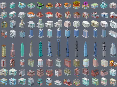 City 4 Low-poly 3D model