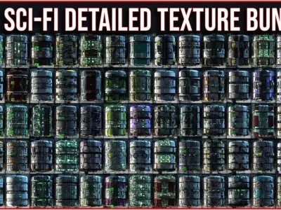 84 Sci Fi Detailed Hard Surface Texture Material Bundle Pack Texture