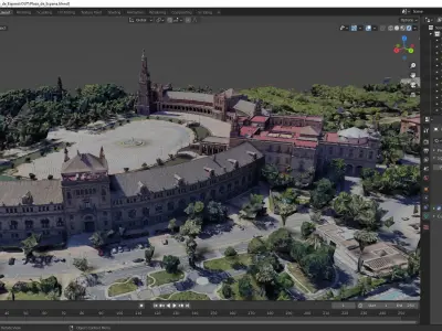 Plaza de Espana SIVIGLIA SPAIN with texture Low-poly 3D model
