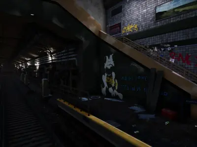 Subway Station Environment Low-poly 3D model