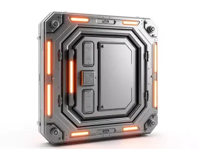 Futuristic SciFi Door model pack with LED strips Low-poly 3D model