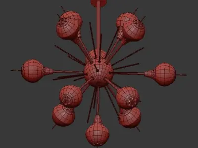 White Glass Globes Sputnik Chandelier 3D model