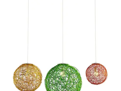 Aliexpress Hemp ball hanging lamp set 3D model