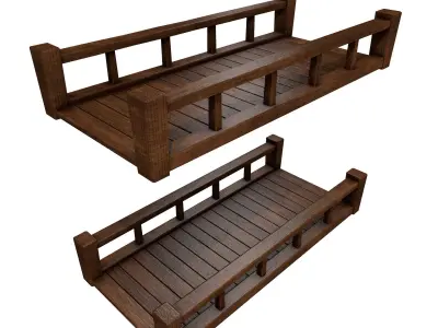 Fantasy Wooden Bridge Low-poly 3D model