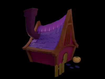 Low Poly Witch House Exterior Low-poly 3D model