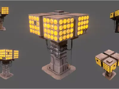 Stylized Sci-Fi Processing Station Low-poly 3D model