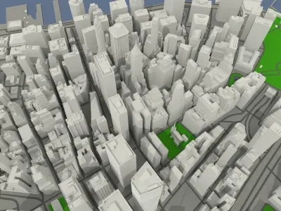 NYC Lower Manhattan Financial District Low-poly 3D model