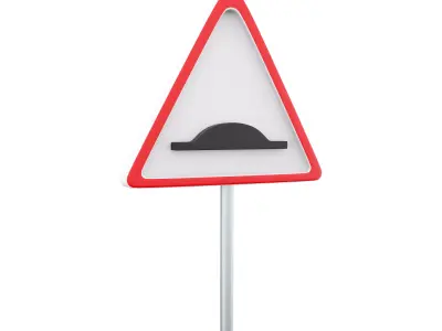 3d  Speed bumps warning of traffic signs 3D model