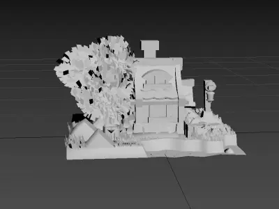 Stylish riverside cottage Low-poly 3D model