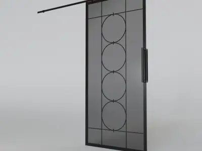 Decorative glass slide door 3D model