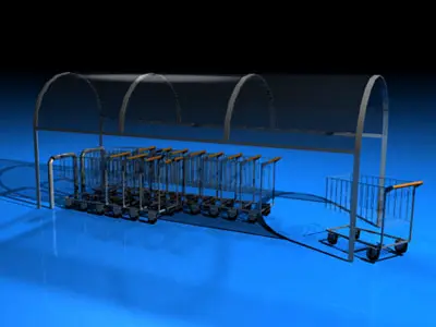 Shopping carts with cover 3D model