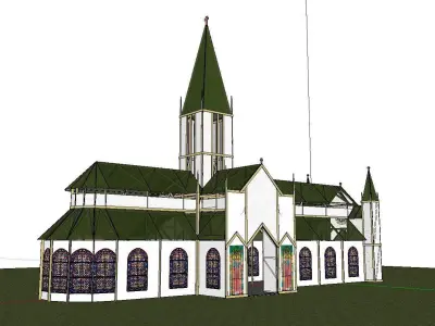 Architecture-Religion-God-Culture-Temple-098 church with roof 3D model