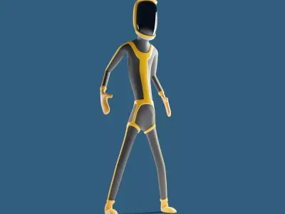 Rigged Astro Space Character - Stylized Cartoon Spaceman 3D model