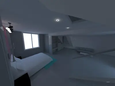 interior room with bed and stairs 3D model