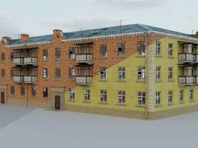 Modular Building with two textures set Low-poly 3D model