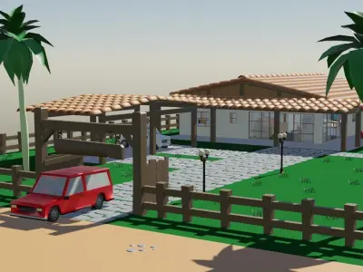 Country House Low Poly Low-poly 3D model