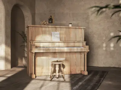 Old Room Old Piano Low-poly 3D model