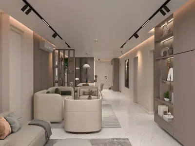 reception flat design 3D model