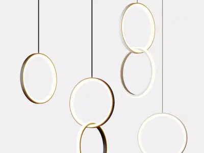 Black and White Simple Bedside Circle Pendant 3D model