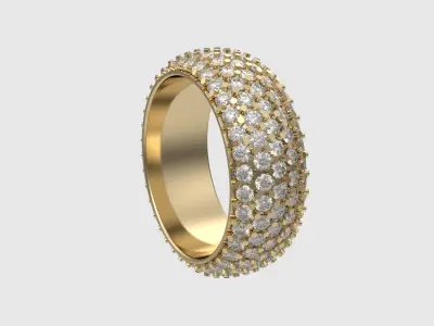 Wide 5 Rows Diamonds Wedding Ring JDBCo 3D print model