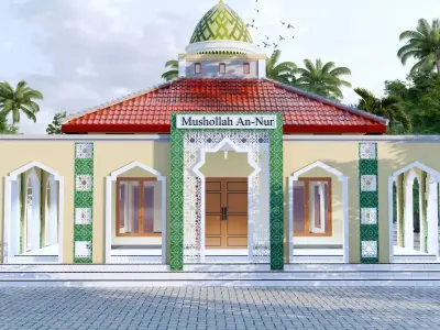 Minimalist Modern Mosque Room Prayer Full Interior  3D model