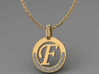 F Letter Pendant 3D print model
