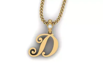 Light Gold Fancy Font Pendant D 3D print model
