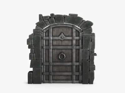 Old Wood Door v4 Low-poly 3D model