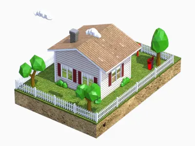 Low Poly House V2 Low-poly 3D model