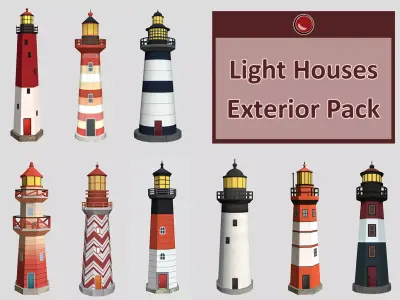 Light Houses - Low Poly Game Ready Exteriors  3D Model Pack