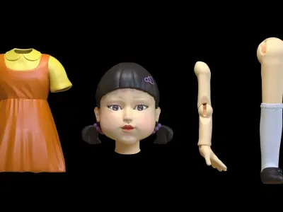 The murder Doll in the Squid Game 3D model