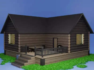 The Wood Cabin 3d model  Low-poly 3D model